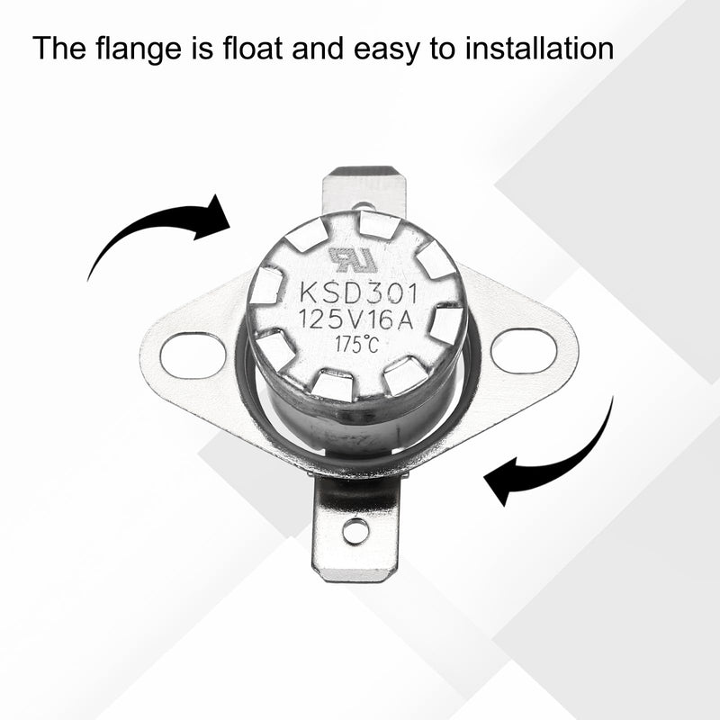 [Australia - AusPower] - uxcell 2 Pcs KSD301 Thermostat 175°C/347°F 16A Normally Closed N.C Adjust Snap Disc Temperature Switch for Microwaves,Oven,Coffee Maker,Ceramic Material 