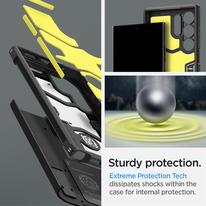 [Australia - AusPower] - Spigen Tough Armor Designed for Galaxy S24 Ultra Case [Military-Grade Protection] [Kickstand] (2024) - Black 