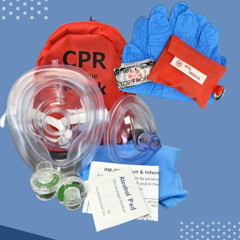 [Australia - AusPower] - MCR Medical Adult/Child & Infant CPR Mask with 2 Valves & CPR Barrier Mask Key Chain 