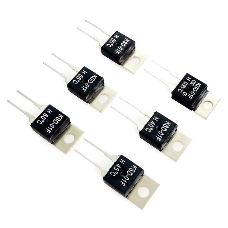 [Australia - AusPower] - 6 PCS Temperature Switch KSD-01F 35℃ 40℃ 45℃ 50℃ 55℃ 60℃ Thermal Switch Normally Open Thermostat Temperature Controller (NO 35-60℃) NO 35-60℃ 
