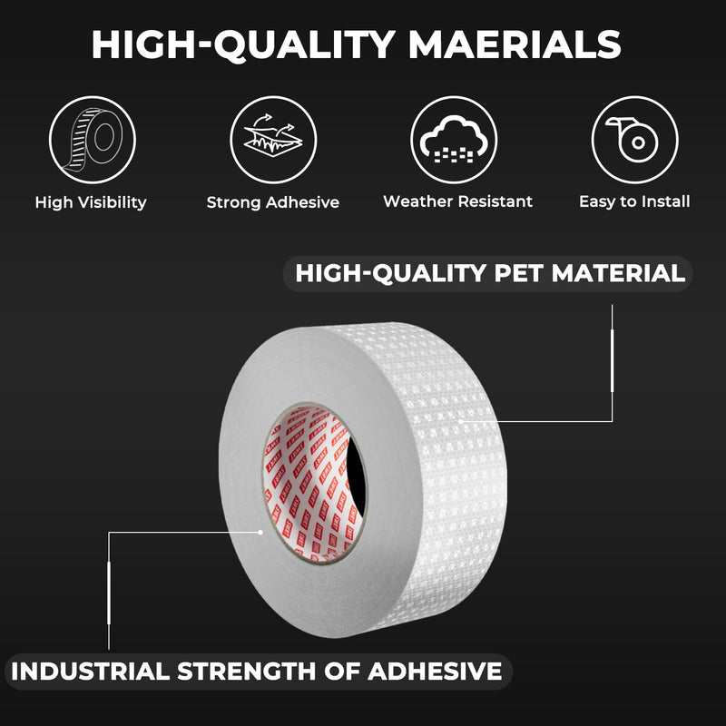 SWRT Reflective Tape 2 Inch x 30 Feet DOT-C2 Shining Star Fade Resistant White Reflective Tape Outdoor Waterproof Strong Adhesive Safety Warning Tape Reflector Conspicuity Tape for Trailer Trucks Bike