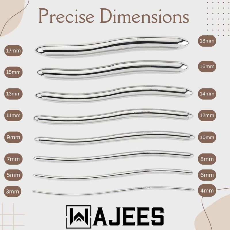 [Australia - AusPower] - Hegar Medical Dilators Sound Set, 7.5 inches Double Ended Urethral Sounds Kit, Hegar Sounds Set, Urethra Dilators Set of 8 Double Ended Instruments 1 