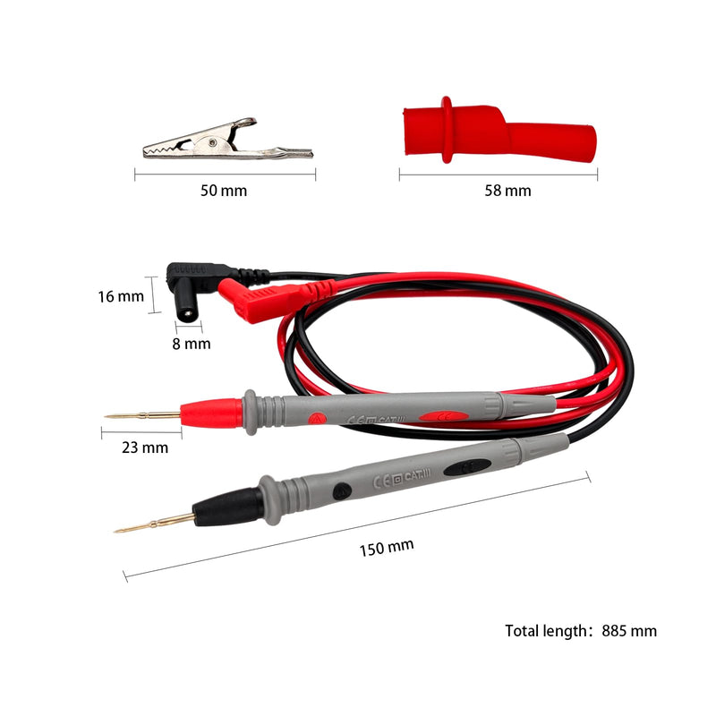 [Australia - AusPower] - with Threaded Alligator Clips, 4 mm Banana Test Lead Probe Clip Suitable for Most of Digital Multimeter Electronic, Clamp Meter Test Lead Cable Probe Red Black Replacement. (10 A) 10 A 