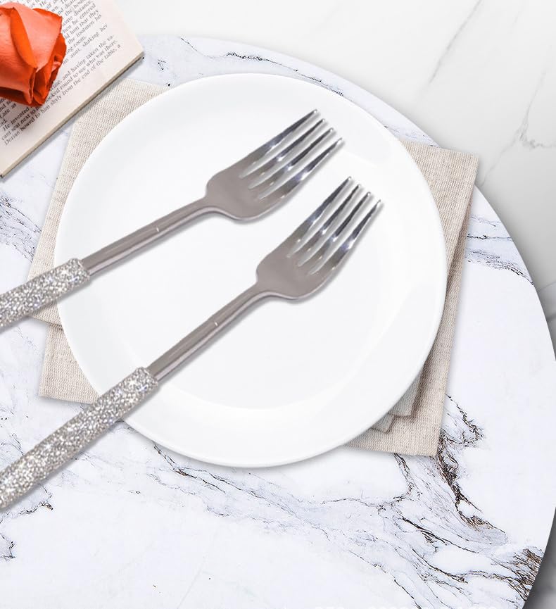 Bling Silverware Cutlery Set, Silver, 3 Pcs