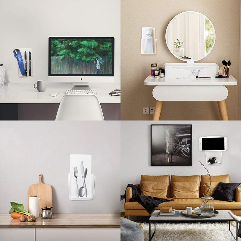 [Australia - AusPower] - Remote Holder Wall Mount Damage-Free (2 Pack), Clear and Strong Self-adhesive Universal Media Organizer Storage Box for Mobile Phone,Remote Control,Keys,Pens etc 