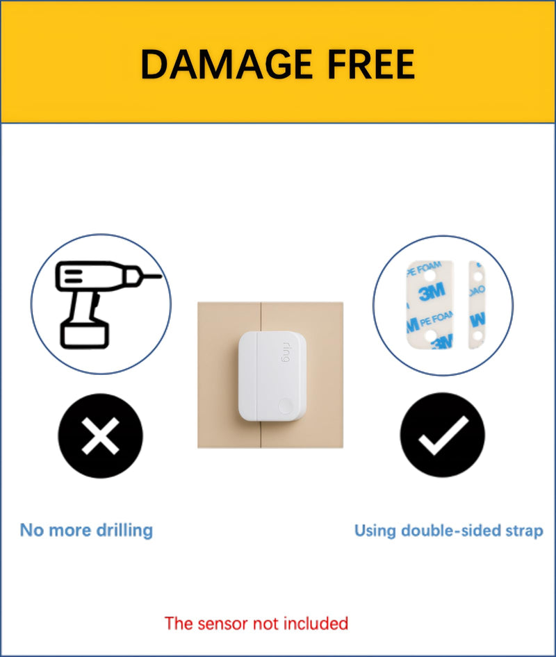 [Australia - AusPower] - Adhesive Replacement Strips for Ring Contact Sensor 2nd Gen - Pre-Cut Double-Sided Tape 6-Pack (6 Sensor & 6 Magnet Pads), No Cutting Needed, Secure Mounting for Door/Window Alarm Systems (6-Pack) 