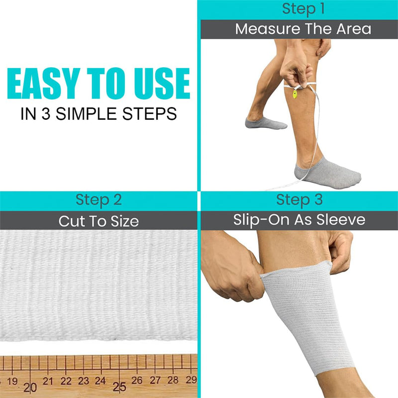 [Australia - AusPower] - Tubular Elastic Bandage Size D Support Bandages Washable Reusable First Aid Gauze Dressing for Arms Lower Legs Sports 7.5CM x 8M 