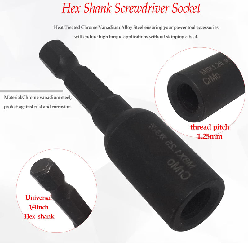 [Australia - AusPower] - 1pcs Hanger Bolt Driver with1/4inch Hex Shank, Impact Plus(Female Thread ;M8x1.25mm) Female Thread ;M8x1.25mm 