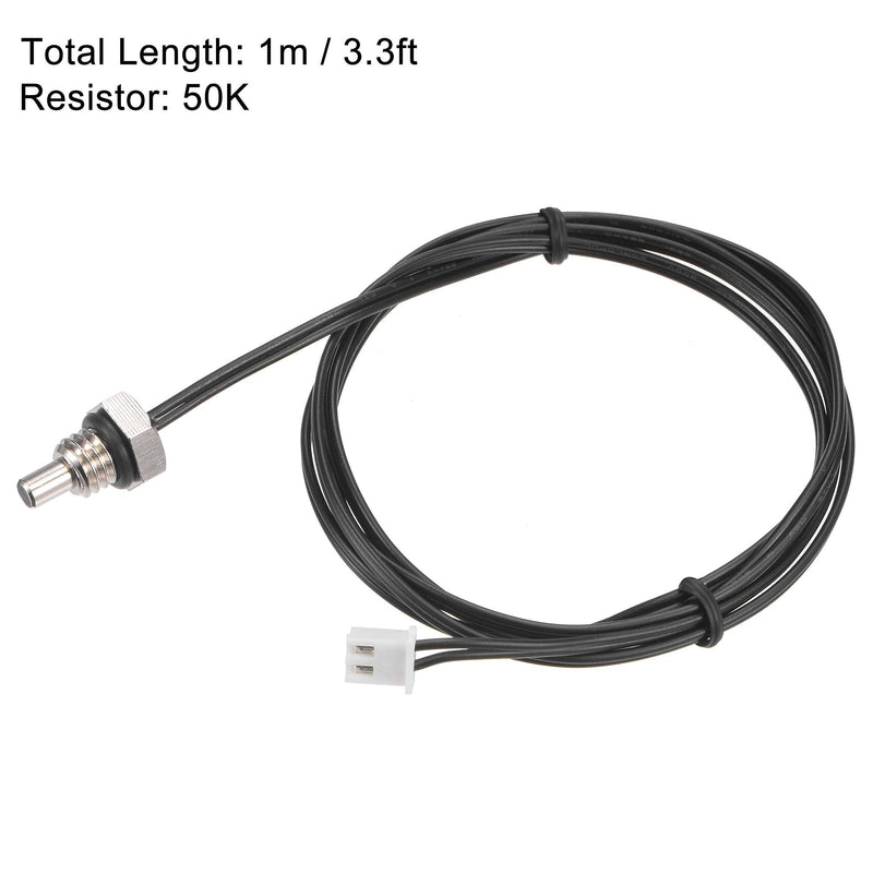 [Australia - AusPower] - uxcell 2pcs 50K Temperature Sensor Probe, M8 NTC Thermal Sensor Probe Cable 1m 