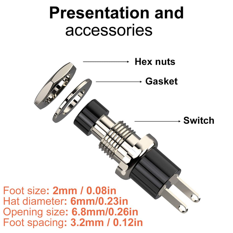 [Australia - AusPower] - Momentary Push Button Switch, 1A 250VAC SPST Mini Pushbutton Switches Normally Open(NO) Black & Red Cap - 10pcs NO-10 Black&Red 