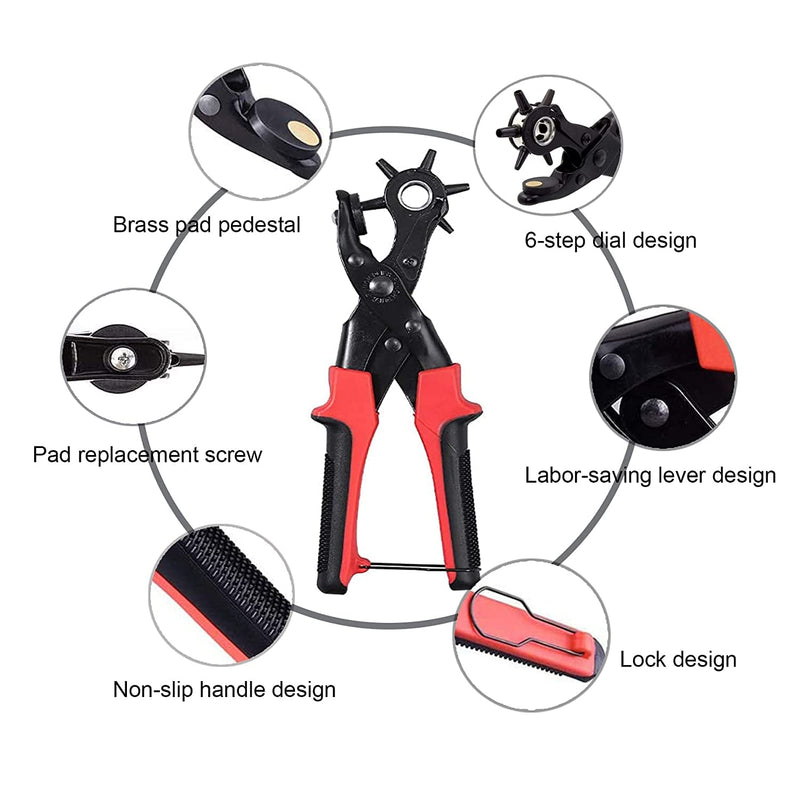 [Australia - AusPower] - Leather Hole Punch,Belt Hole Puncher for Leather, Revolving Punch Plier Kit,Leather Punch Plier for Leather, Belts, Watches, Handbags, Leather Punch Tool for Belts Diameter : 4.5/4 /3.5/3/2.5/2mm. 17oz 
