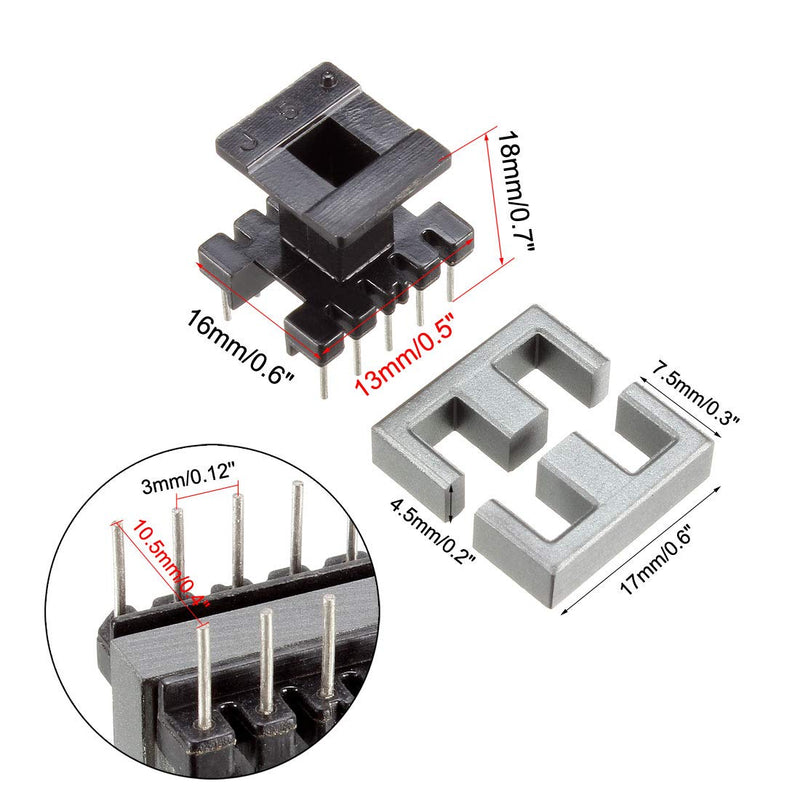 [Australia - AusPower] - uxcell 50 Sets EE16 5 with 5pin Transformer Bobbin PC40 Ferrite Core Vertical 100 Ferrite Halves and 50 Bobbin 