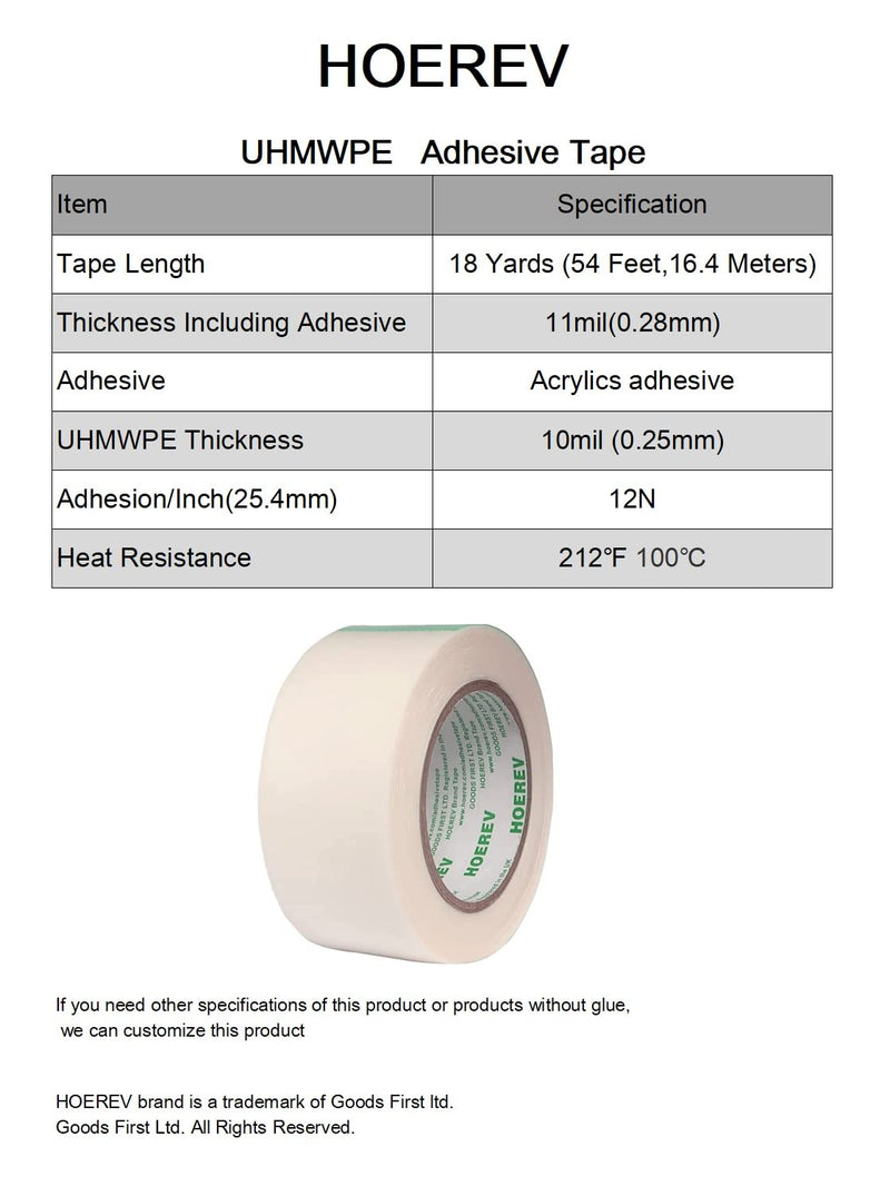 [Australia - AusPower] - Hoerev UHMW PE Low Friction Tape A Multipurpose Drawer Glide Tape for Easy Application, Noise Reduction & Surface Protection, Ideal for Wood, Drawers, Cabinets, Curtains, and Furniture.3/8" x18 Yds Transparent 10milx 3/8"X 18 Yards 