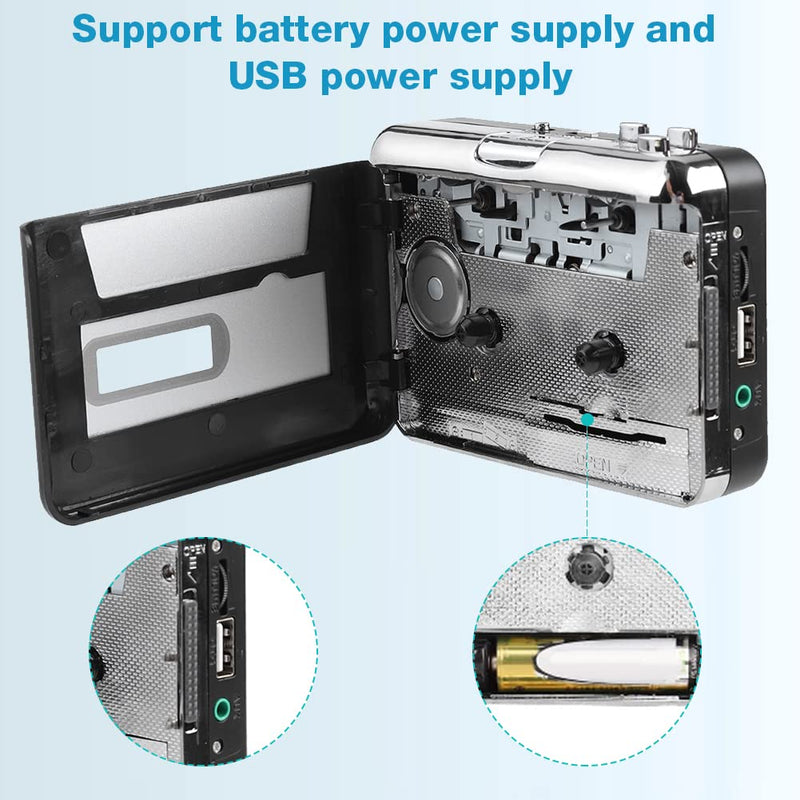 [Australia - AusPower] - Cassette mp3 Converter, Portable Cassette Tape to MP3 Converter USB Flash Drive Capture Audio Music Player Suitable for Windows XP/Vista / 7/8 