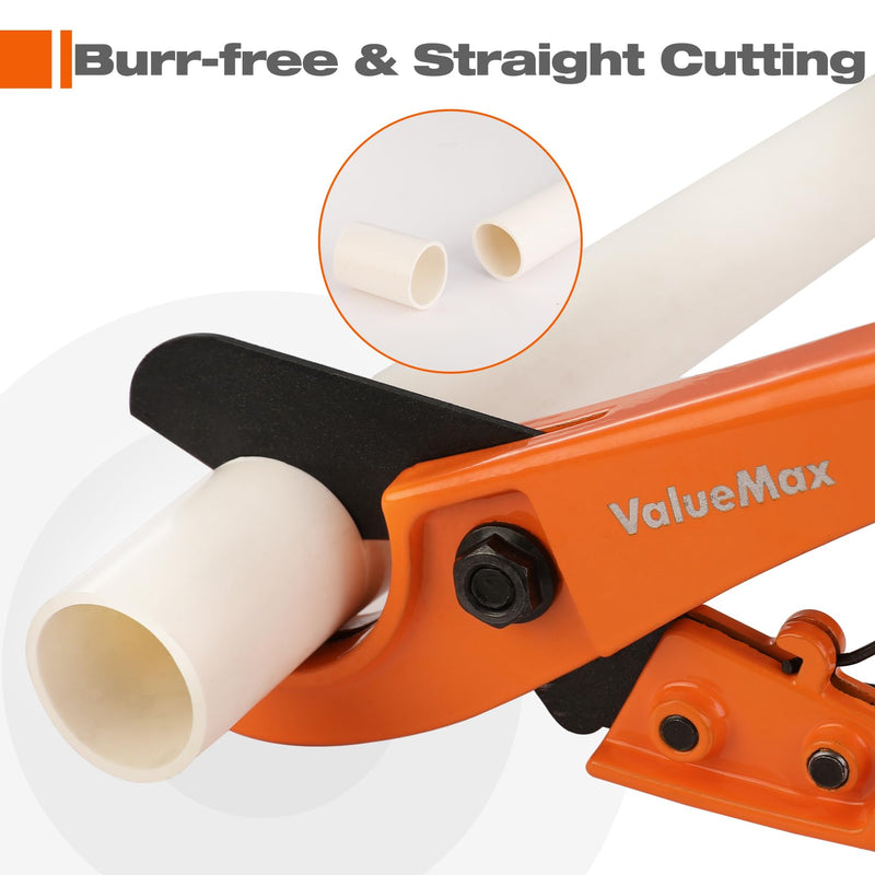[Australia - AusPower] - ValueMax PEX Cutter with Teflon Coated Sharp Blade, Hose Cutter with 1/8"-1" Cutting Capacity, Tubing Cutter for PEX, PPR, PE, PP and Rubber Hoses, Suitable for Home and Plumbing Repairs 