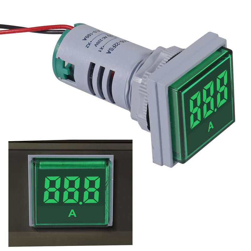 [Australia - AusPower] - 2pcs 3 in 1 60-500V 0-100A AC Digital Ammeter Voltmeter, 22mm Square Digital Tube Screen with Transformer, LED Display Voltage Detector Current Tester Gauge 