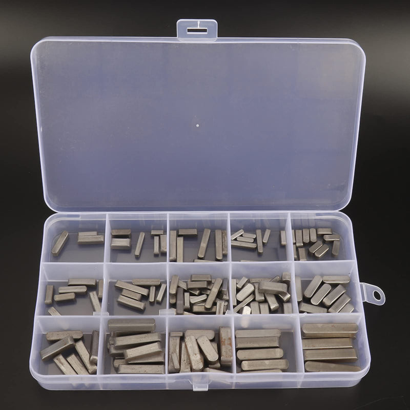 [Australia - AusPower] - Key Stock, 140pcs Round Ended Key Set Pulley Keyway Key Parallel Drive Shaft Keys Keyway Key Assortment 