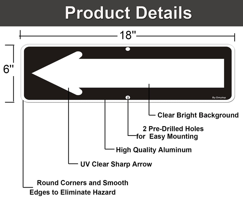 2 Pack Left Right Arrow Signs, Enter Only Arrow Road Sign, 18 x 6 Inches Reflective Rust Free Aluminum, UV Protected,Black for Street Road Black - 2 Pack