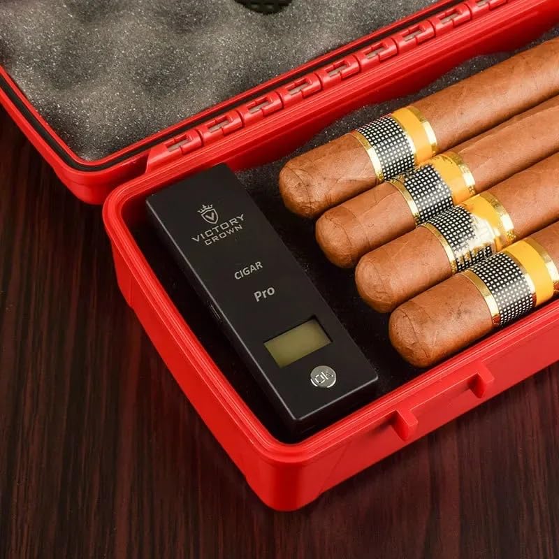 [Australia - AusPower] - Digital Cigar Humidity Meter Portable Electric Moisture Guage Tester Reader Humidor Hygrometer Needle LCD Display Smoking Tobacco Accessories Gifts Black 