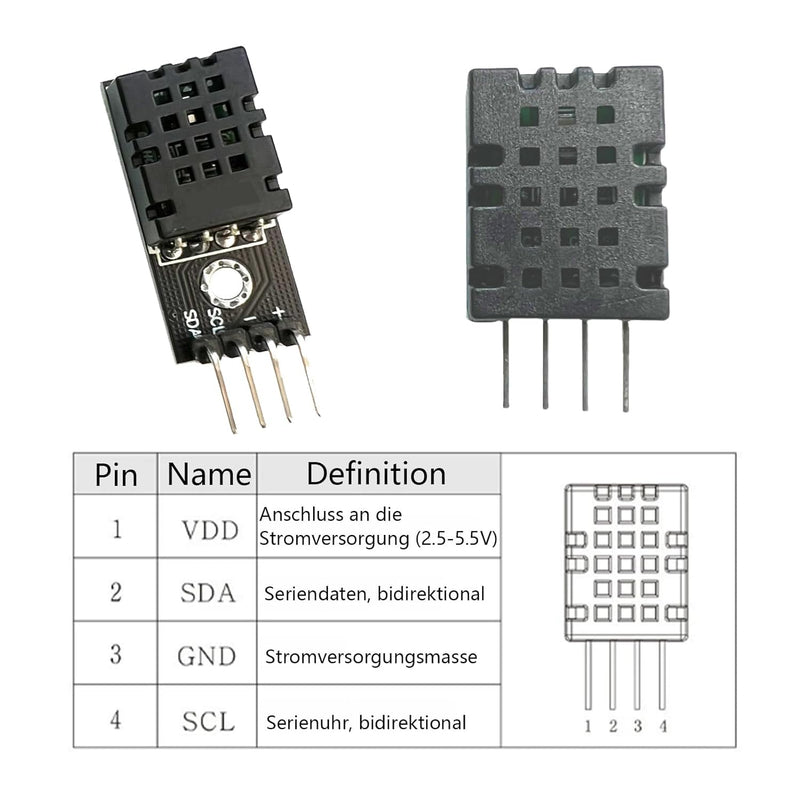 [Australia - AusPower] - DHT20 Integrated Digital Temperature and Humidity Sensor, with Upgrade I2C Output, Interface 2.5V-5.5V, Used on Meteorological Stations, Thermostats, etc. Pack of 4 