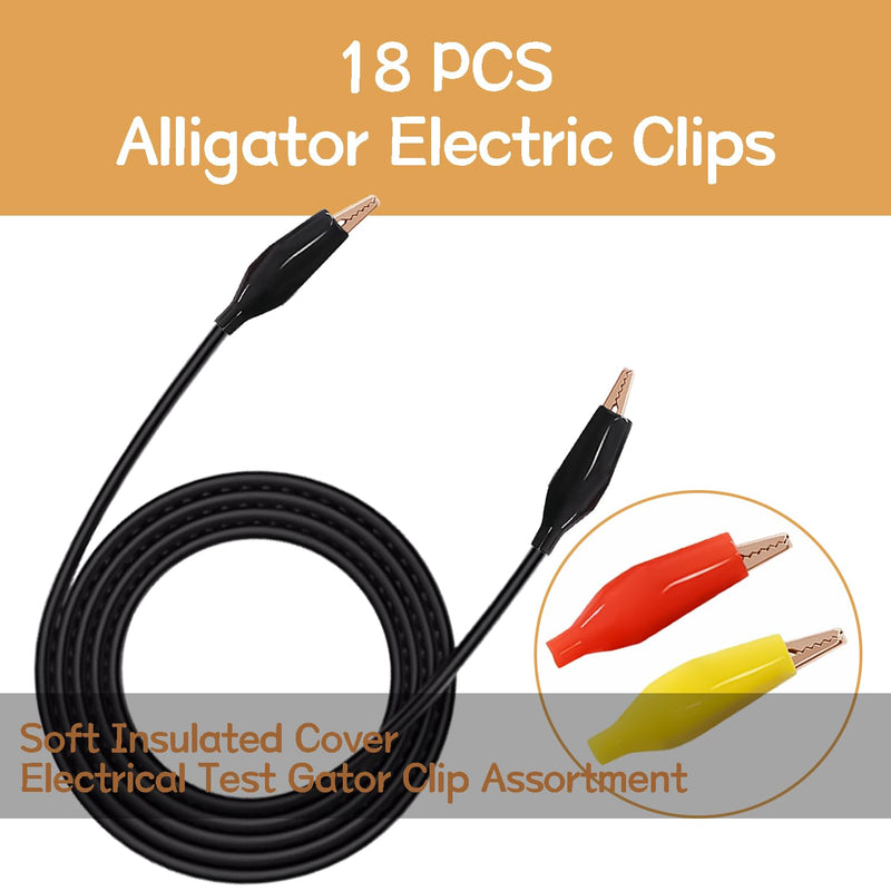 [Australia - AusPower] - 18PCS 3 Colors Brass Gator Clips, Alligator Clips Electrical Test with Soft Insulated Cover DD035 