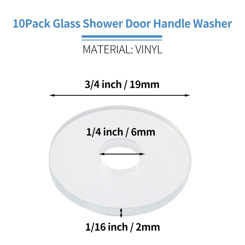 [Australia - AusPower] - 10 Pack 3/4 Inch Clear Washers for Shower Door Handle, Plastic Washers Spacers Vinyl Replacement Parts Transparent Gasket, Plastic Flat Washer Clear Plastic Gasket for Standoff Cap Assemblies 10 Pack 