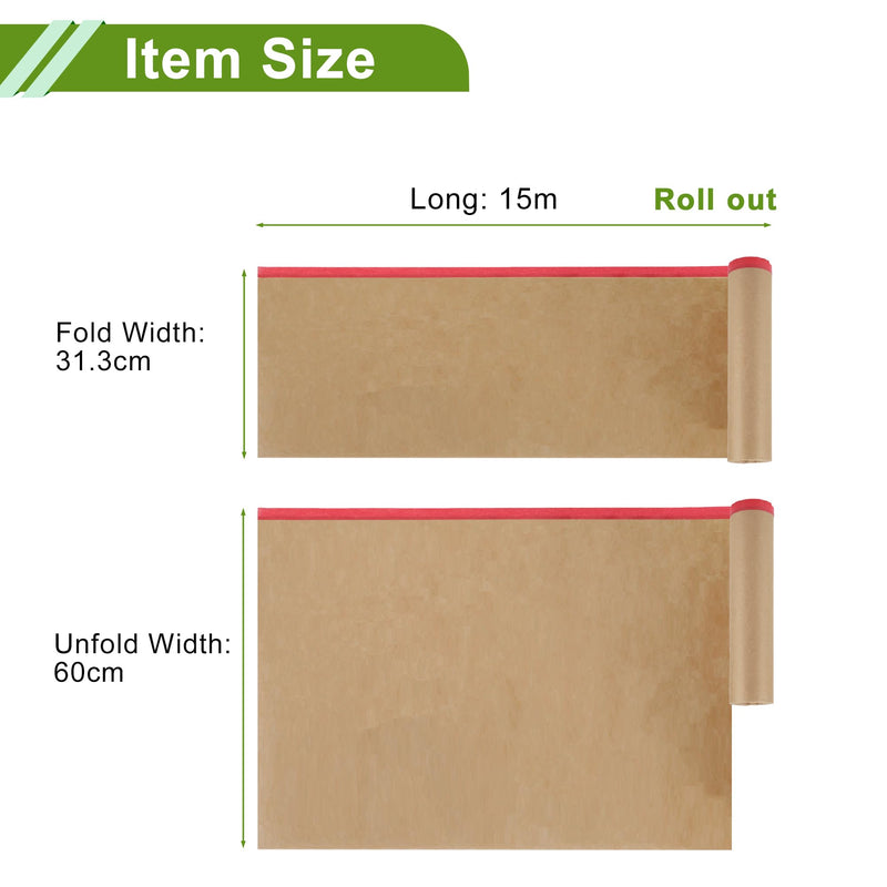Pre-Taped Masking Paper Automotive Paint Masking Paper Kraft Paper Natural Fiber Material 1 Pc 1500x60cm / 49.21ftx23.62" Brown Red 49.21FT x 23.62"