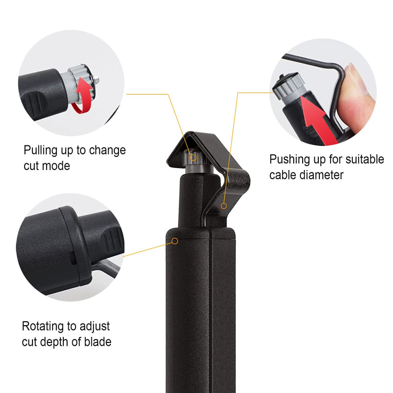 19-40mm Coaxial Mid Span Round Cable Stripper - With Adjustable Cutting Depth Cable Jacket Slitter, Radial Stripper, for Fast and Precise Removal of Cable Jackets - 3/4" to 1 5/8" Diameter 3/4" to 1 5/8"
