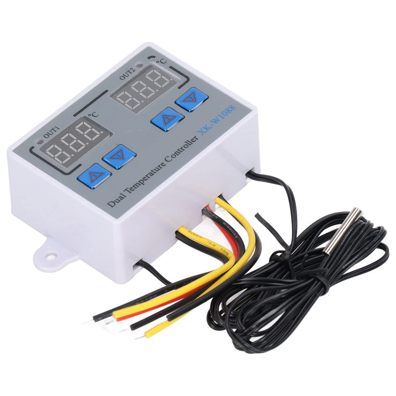 [Australia - AusPower] - Dual Display Temperature Humidity Controller, Digital Thermostat Dual Temperature Controller 12V Direct Output Heating Cooling Thermostat Switch NTC 10K Sensor for Aquarium Tank Greenhouse 