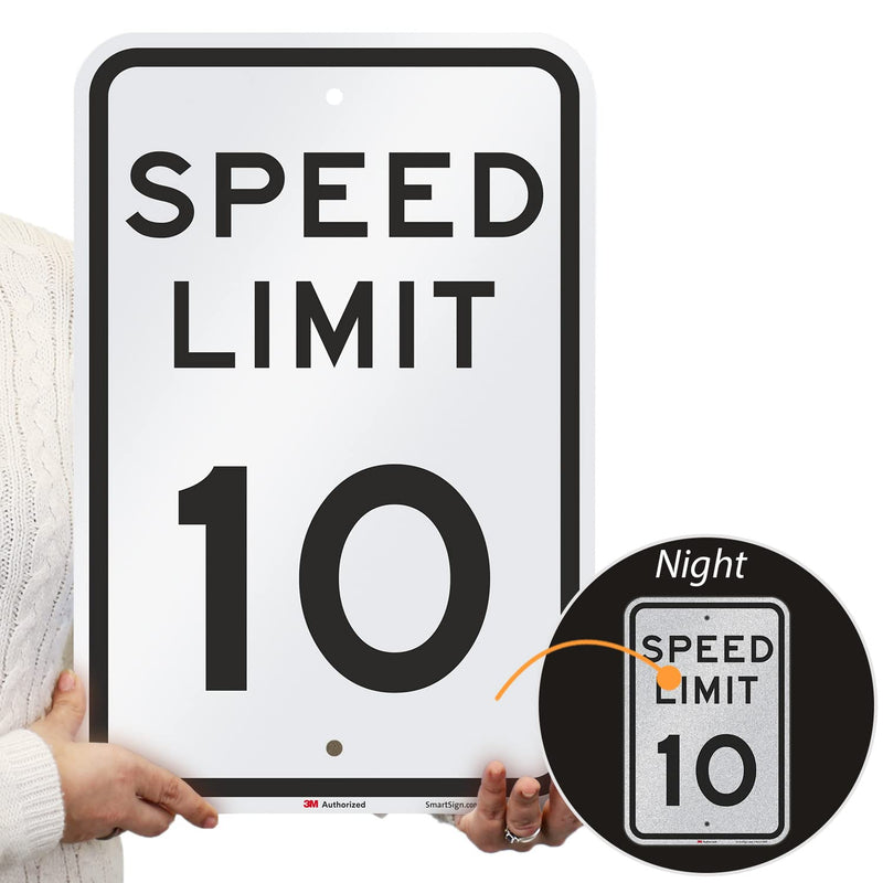 SmartSign-K-2081-EG "Speed Limit 10 MPH" Sign | 12" x 18" 3M Engineer Grade Reflective Aluminum 12" x 18" EG Reflective Aluminum