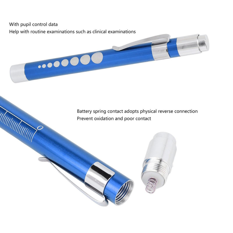 [Australia - AusPower] - Pen Lights for Nurses, Aluminum Alloy LED Penlight with Pupil Gauge – Concave Design for Precise Yellow Lighting, Medicals Pen Light(Blue) 