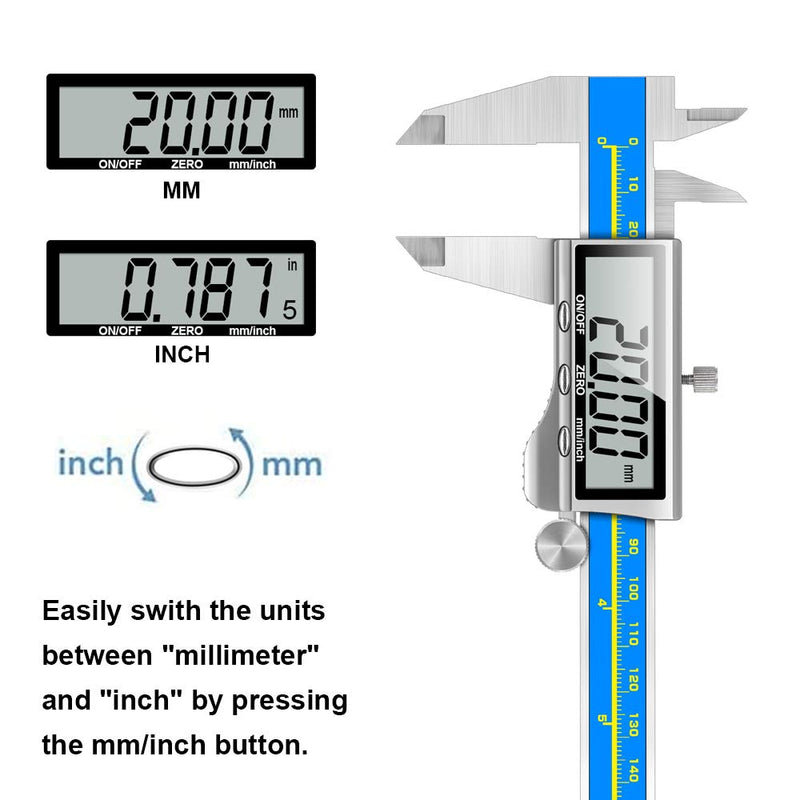 [Australia - AusPower] - Caliper Measuring Tool Digital Caliper Industrial Quality Precision Electronic Vernier Caliper Inch/Millimeter Measurement Micrometer for Jewelry - Accuracy Ip54 Waterproof Caliper Measure Tool A-Industrial 