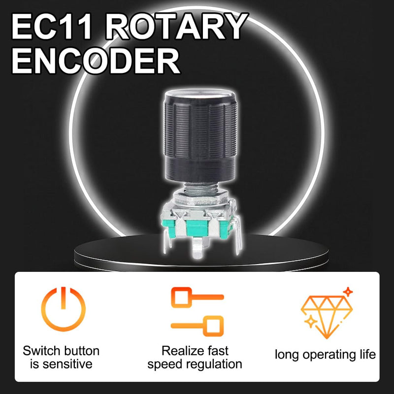 [Australia - AusPower] - EC11 Rotary Encoder, 360 Degree Rotary Encoder Code Switch 20mm,Digital Potentiometer Push Button 5 Pins,with Knob Cap for Electronics Projects - 12Pcs 