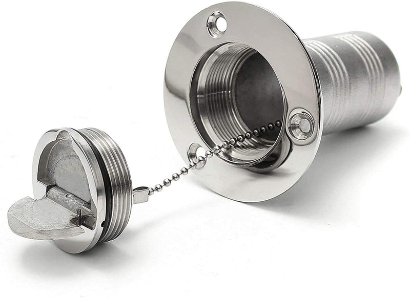 ISURE MARINE 2"(50mm) Boat Gas/Fuel/Water/Waste/Diesel Deck Fill/Filler with Keyless Cap 2" Marine Mirror- Polished 316 Stainless Steel Hardware for Boat Yacht Caravan Fuel 2"
