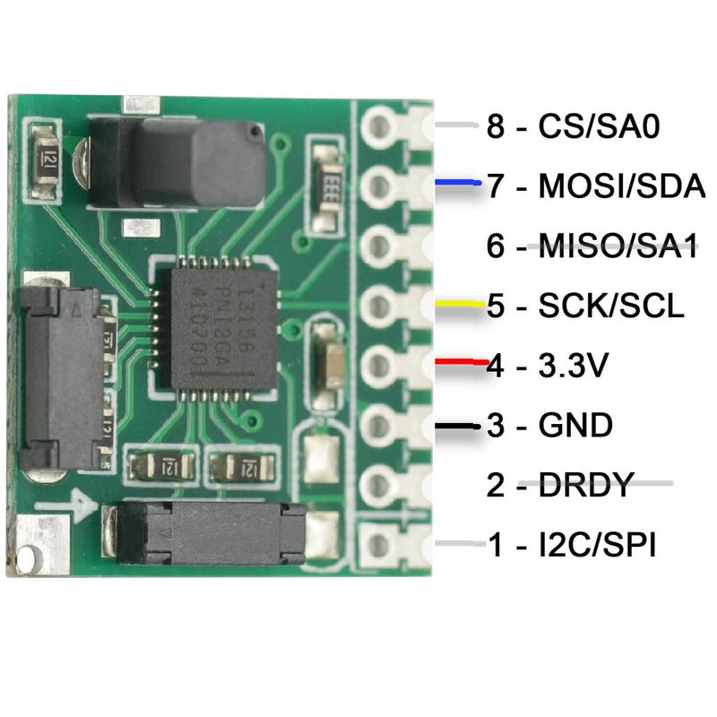 [Australia - AusPower] - PNI RM3100 Geomagnetism Sensor Module Triaxial Magnetic Field Sensor High Accuracy 13156 13104 13101 SPI Interface Module 
