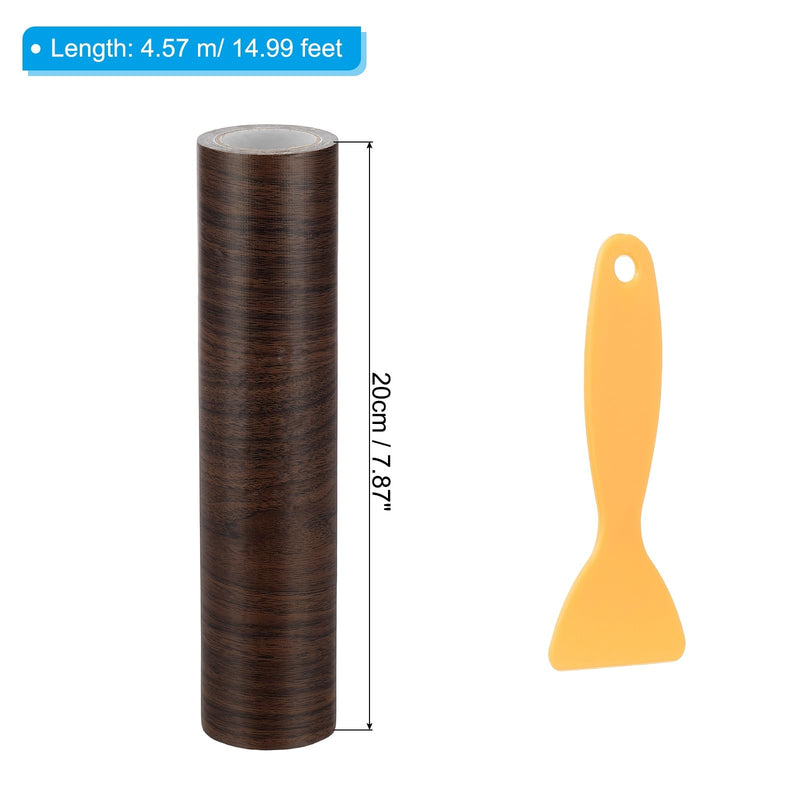 PATIKIL Wood Grain Repair Tape 8" X30', Self Adhesive Realistic Textured Repair Tape Patch with Scraper for Floor Door Table Cabinets Desk, Dark Brown Oak 8 IN X 30 FT
