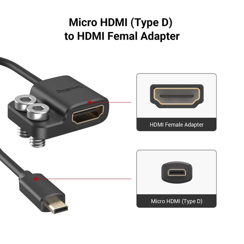 [Australia - AusPower] - SMALLRIG Ultra Slim 4K Adapter Cable (D to A), Micro-Sized Ports Male to Full-Sized Ports Female, 4K@60HZ, for Sony A7R IV A7RIII A7III A7II A7RII / for Fujifilm X-T2 X-T3-3021 