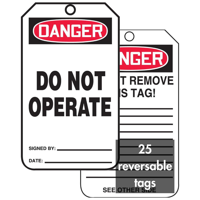 Accuform Signs MDT189CTP Safety Tag, Legend Danger DO NOT Operate, 5.75" Length x 3.25" Width x 0.010" Thickness, PF-Cardstock, Red/Black on White (Pack of 25)