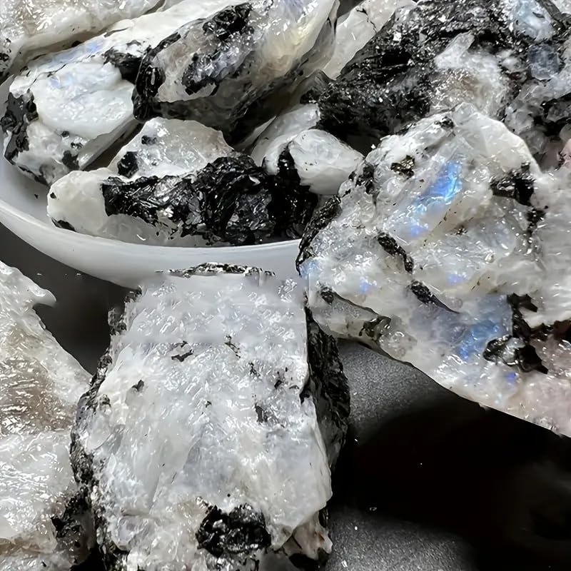Zenkeeper 1Lb Moonstone Crystal Stone Natural Raw Stones and Fountain Rocks for Tumbling, Cabbing, Polishing, Wire Wrapping, Wicca and Reiki Crystal Healing