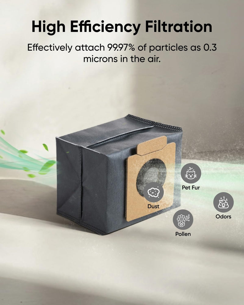 eufy Accessory-6-Pack Large Capacity Dust Bags Compatible with eufy X10 Pro Omni