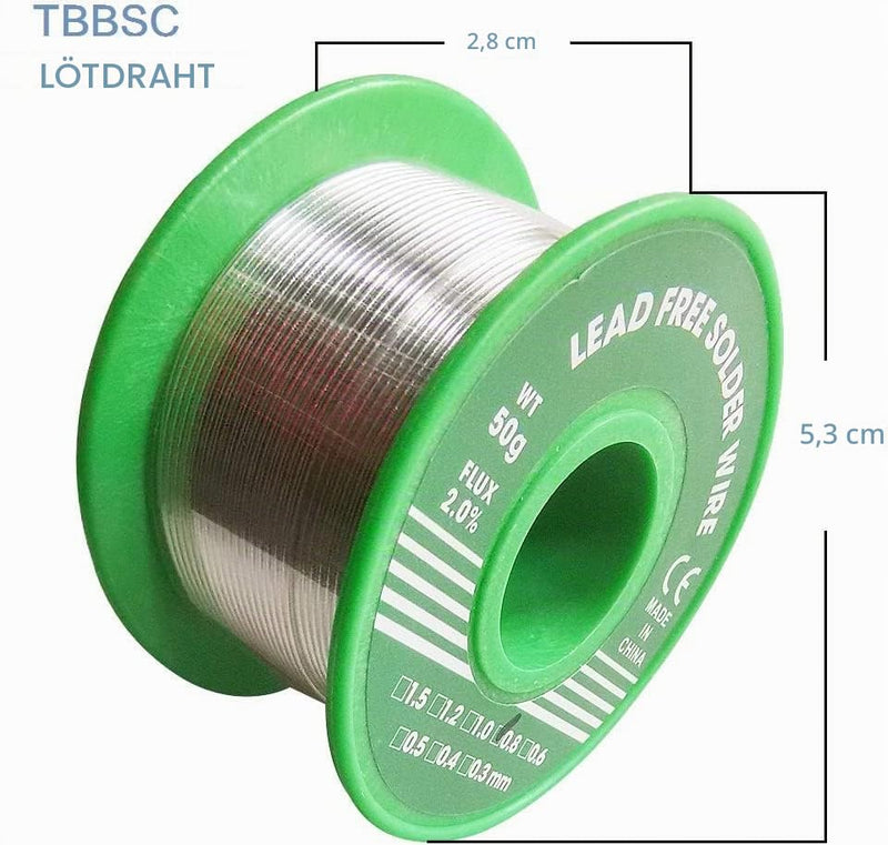 Solder 0.8 mm, Solder with Flux 50 g, Solder Lead Free with Rosin Core, Solder Wire, Solder Wire for Repair and DIY of Electronic Electric Soldering Components