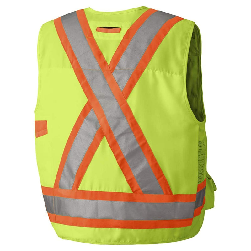 Pioneer Hi Vis Surveyor's Safety Vest - Engineer Style - Breathable Mesh & Reflective Tape - 7 Pockets - Hi Vis Yellow/Green 3X-Large