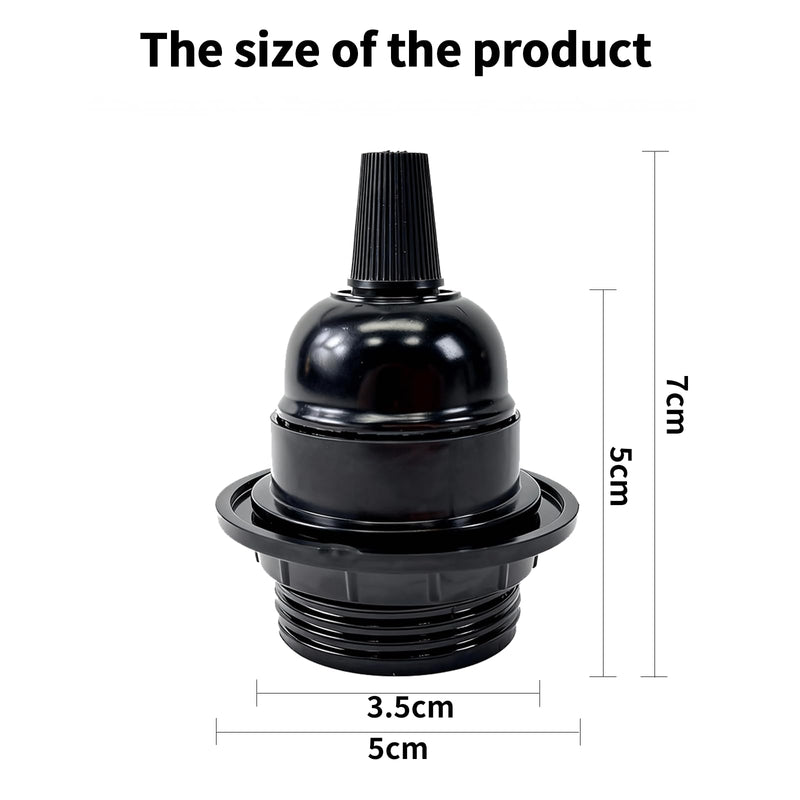 Pack of 12 E27 Vintage Socket, E27 Lamp Holder, Retro Bulb Holder, Vintage Solid Lamp Holder, Bulbhead Light Converter for Table Lamp, Floor Lamp, Pendant Lights, Ceiling Light (Black)