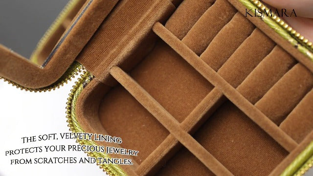 Small Travel Jewelry Box for Women - Mini Jewellery Organizer with Mirror