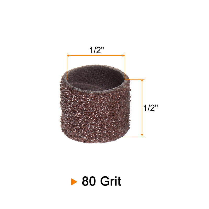 [Australia - AusPower] - 50pcs Sanding Drums 1/2 Inch Mini Sanding Sleeves 80 Grit Sanding Bands for Drum Sander Rotary Tools 