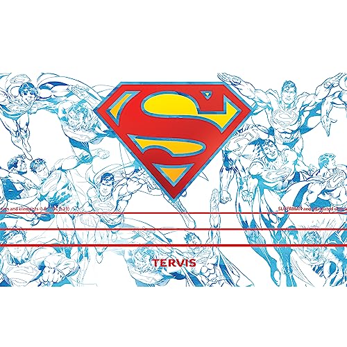 Tervis Traveler DC Comics Superman Lineage Triple Walled Insulated Tumbler Travel Cup Keeps Drinks Cold & Hot, 20oz, Stainless Steel