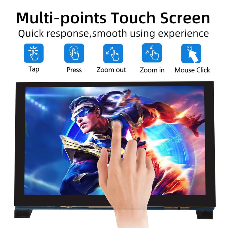 [Australia - AusPower] - 7 Inch Touch Screen MIPI DSI Display Compatible with Raspberry Pi 5/4/3/B+/A+, 800x480 Pixel IPS Capacitive Screen, Driver-Free MIPI DSI Port 7 Inch 