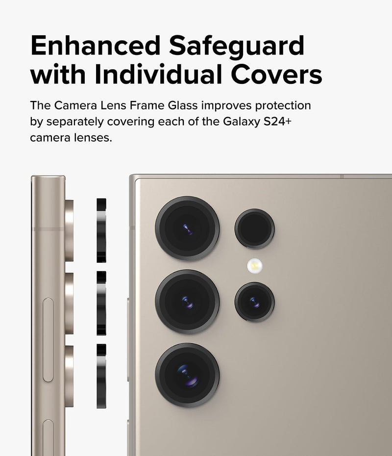[Australia - AusPower] - Ringke Camera Lens Frame Glass Compatible with Samsung Galaxy S24 Ultra Camera Lens Protector 5G, Glass Covers and Aluminum Alloy Frames - Black 