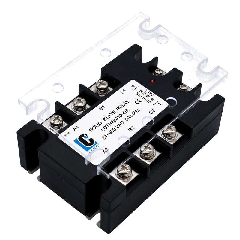 3 Phase Solid State Relay SSR-100DA DC to AC (Input 3-32VDC to Output 24-480VAC) (DC to AC 100A)
