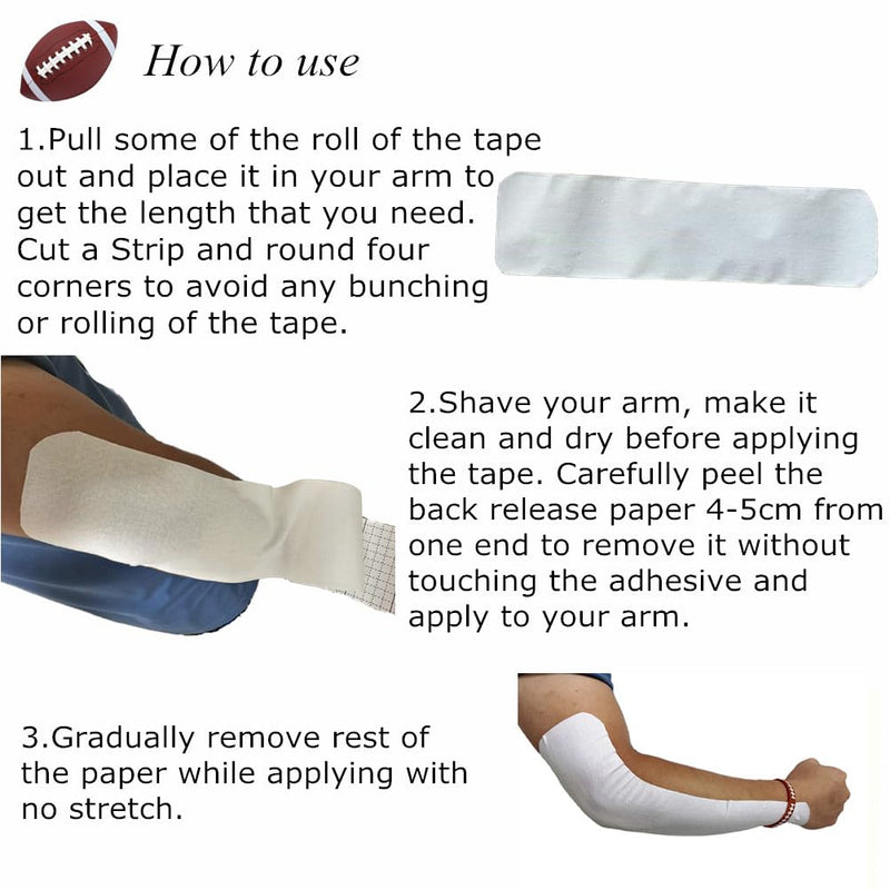 4 Inches X 10.9 Yards Turf Tape Football - Extra Wide White Football Turf Tape - Latex Free Sport Tape - Ultra Sticky Athletic Tape, Protects from Turf Burn, Waterproof & Flexible
